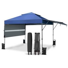 N844bla19714 Costway 10ftx17.6ft Outdoor Instant Pop-up Canopy Tent Dual Half Awnings Adjust Patio Blue