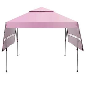 N844gra19715 Costway 10ftx17.6ft Outdoor Instant Pop-up Canopy Tent Dual Half Awnings Adjust Patio Pink