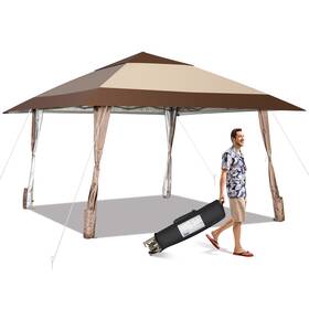 N845cfa19717 Costway 13ftx13ft Patio Pop-up Gazebo Canopy Tent Portable Instant Sun Shelter Coffee