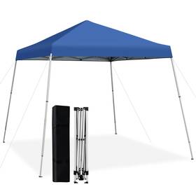 N848bla19723 Costway 10x10ft Patio Outdoor Instant Pop-up Canopy Slanted Leg Upf50 Sun Shelter Blue