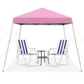 N848pia19724 Costway Instant Pop-up Canopy With 10x10 Ft Base Footprint And 7.7x7.7 Top Pink