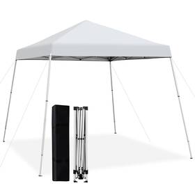 N848wha19725 Costway 10x10ft Patio Outdoor Instant Pop-up Canopy Slanted Leg Upf50 Sun Shelter White