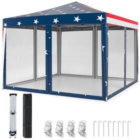 O155-saa21158 Costway 10ftx10ft Fodling Pop Up Tent Gazebo Canopy Mesh Sidewall With Carry Bag Foldable