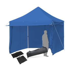 O818bla22223 Costway 10x10ft Pop Up Gazebo 5 Height Adjust Folding Tent With Awning Blue