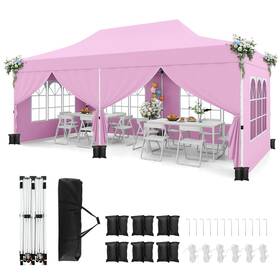 Us-2hcst07132 Costway 10 X 20ft Pop Up Canopy Outdoor Tent With 6 Sidewalls Carrying Bag