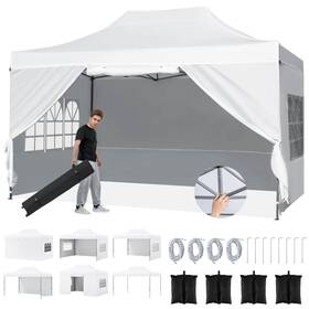 Us-2hcst09901 Costway 10 X 14 Ft Pop Up Canopy Tent With 4 Sidewalls Wheeled Bag Sandbags 8 Stakes