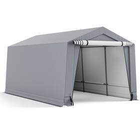 Us-2np10685gr Costway 10ft X 16ft Heavy-duty Carport Car Canopy With Garage And Storage Shelter Outdoor Grey
