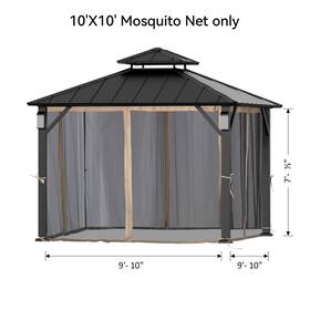 Pa8001010mn-k Covered Outdoor 10ft X Gazebo Mosquito Netting Replacement Universal 4-panel Sidewalls