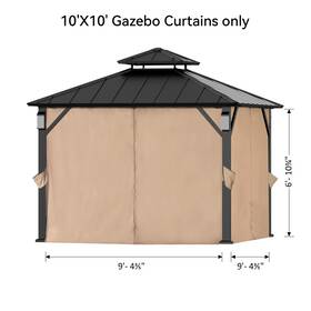 Pa8001010pc-k Covered Outdoor 10ft X Gazebo Curtain Replacement Universal 4-panel Sidewalls