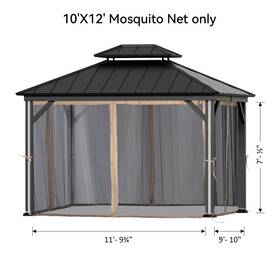 Pa8001012mn-k Covered Outdoor 10ft X 12ft Gazebo Mosquito Netting Replacement Universal 4-panel Sidewalls