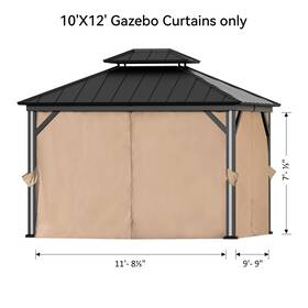 Pa8001012pc-k Covered Outdoor 10ft X 12ft Gazebo Curtain Replacement Universal 4-panel Sidewalls