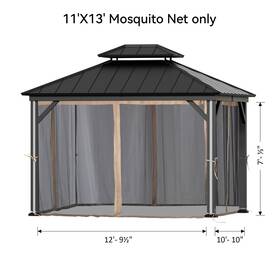 Pa8001113mn-k Covered Outdoor 11ftx13ft Gazebo Mosquito Netting Replacement Universal 4-panel Sidewalls
