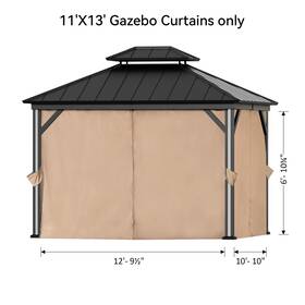 Pa8001113pc-k Covered Outdoor 11ft X 13ft Gazebo Curtain Replacement Universal 4-panel Sidewalls