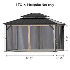 Pa8001214mn-k Covered Outdoor 12ft X 14ft Gazebo Mosquito Netting Replacement Universal 4-panel Sidewalls