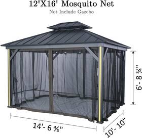 Pa8008011 Covered Outdoor Gazebo Mosquito Netting For 12ftx 16ft Only