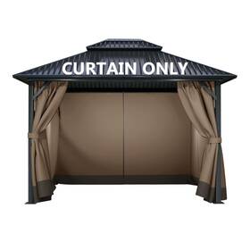 Cowvie 683370278134 Gazebo Curtain Replacement Universal 4-panel Sidewalls Patio 12 X 14 Brown
