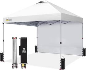 Crown Shades 445045372331 10x10 Pop Up Canopy With 1 Side Wall - Beach Tent One Push Set