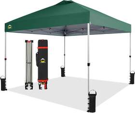 Crown Shades 711182022802 10x10 Pop Up Canopy 8 Stakes 4 Ropes Tent Gazebo Party Outdoor Waterproof Heav