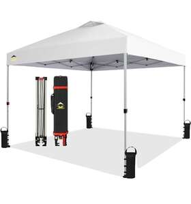 Cs-c1010wh Crown Shades 10x 10ft Commercial Pop Up Canopy Tent Outdoor Folding With Wheeled Travel Bag