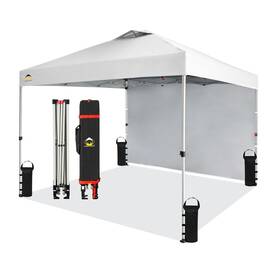 Cs-rm100b-s1 Crown Shades 10x10 Pop Up Canopy With 1 Side Wall - Beach Tent One Push Setup Outdo