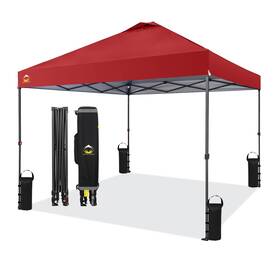 Cs-rs100c-rd Crown Shades 10x10 Pop Up Canopy Tent - Patented Center Lock One Push Instant Outdoor Cano