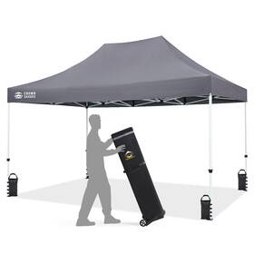 M150b-gy Crown Shades 10x15 Pop Up Canopy Tent Thicken Frame Commercial Heavy Duty 8 Stakes