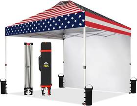 Rm100h-s1 Crown Shades 10x10 Pop Up Canopy With 1 Side Wall - Beach Tent One Push Setup Outdoor