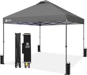Crown Shades Rs100c-gg 10x10 Pop Up Canopy Tent - Patented Center Lock One Push Instant Ou