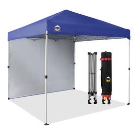 Rs64f-s1 Crown Shades 8x8 Pop Up Canopy With 1 Side Wall - Beach Tent One Push Setup Outdoor