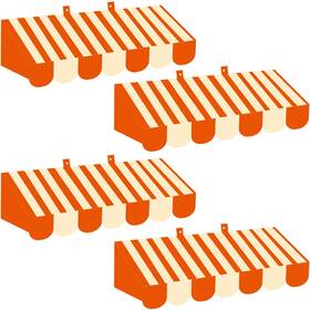 Jia-datanly-6175 Datanly 4 Pcs 3d Awning Decorations Ice Cream Cart Hut Striped Orange