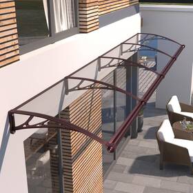 Ms05-40160-ct-da Dawninghomm Awning For Door 40x157 Inch Polycarbonate Brown Bracket/transparent