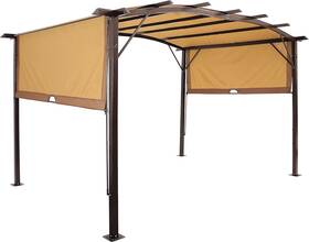 Decor 744759910363 9 X 12 Foot Steel Arched Pergola With Retractable Polyester Canopy - Great For B