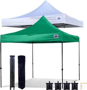 Delta Canopies 619317898165 10ftx10ft Pop Up Tent D Model-1 Frame 2 Sets Of Tops And Walls Forest Green White