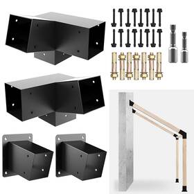 De-fb-346 Devalley Pergola Slanted Roof 30 3-way Corner And Base 4p 3 Way Bracket Kit 4pc