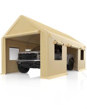 Dexso 198290593750 Carport 13ftx20ft Heavy Duty Portable Garage 1.0 Mm Steel Poles And 180 G