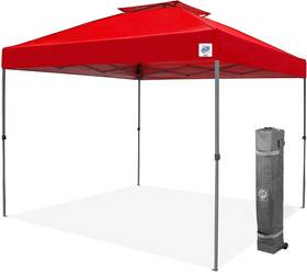 98556914872 E-z Up Patriot One-up Vented Shelter 10ft X Red Top Grey Frame