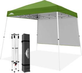 Eagle Peak 300481424457 10x10 Pop Up Canopy Tent With Sidewall Compact Portable Slant Leg