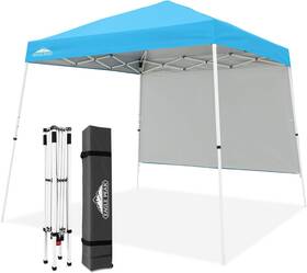 Eagle Peak 300481424525 10x10 Pop Up Canopy Tent With Sidewall Compact Portable Slant Leg