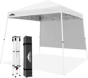 Eagle Peak 300481424822 10x10 Pop Up Canopy Tent With Sidewall Compact Portable Slant Leg