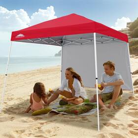 Eagle Peak 300481425096 10x10 Pop Up Canopy Tent With Sidewall Compact Portable Slant Leg