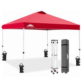 Eagle Peak 688397975981 Pop Up Canopy Tent With Wheeled Carry Bag 8 Stakes 4 Ropes Weight Bags