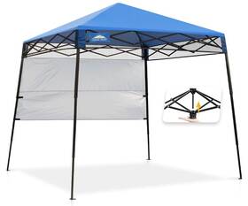 Eagle Peak 714735033331 8x8 Pop Up Canopy Tent With Sidewall Compact Portable Slant Leg Instant Sun