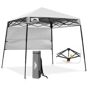 Eagle Peak Dt36-wht-az 8x8 Pop Up Canopy Tent With Sidewall Compact Portable Slant Leg Instant Sun