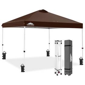 E100ept-brn-az Eagle Peak Pop Up Canopy Tent With Wheeled Carry Bag 8 Stakes 4 Ropes Weight Bags