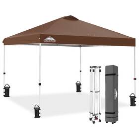 E100ept-dbrn-az Eagle Peak Pop Up Canopy Tent With Wheeled Carry Bag 8 Stakes 4 Ropes Weight Bags