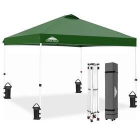 E100ept-grn Eagle Peak Pop Up Canopy Tent With Wheeled Carry Bag 8 Stakes 4 Ropes Weight Bags
