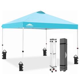 E100ept-lbu-az Eagle Peak Pop Up Canopy Tent With Wheeled Carry Bag 8 Stakes 4 Ropes Weight Bags