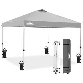 E100ept-lgy-az Eagle Peak 10x10 Pop Up Canopy Tent Wheeled Bag Stakes Ropes Weight Bags Light Gray