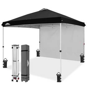 E100sw1-blk-az Eagle Peak Pop Up Canopy Tent With 1 Sidewall Easy Setup Event Outdoor Sun Shade