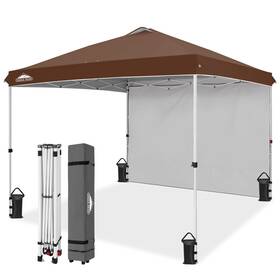 E100sw1-dbrn-az Eagle Peak Commercial Canopy 10x10 Pop Up Tent With 1 Sidewall Easy Setup Heavy